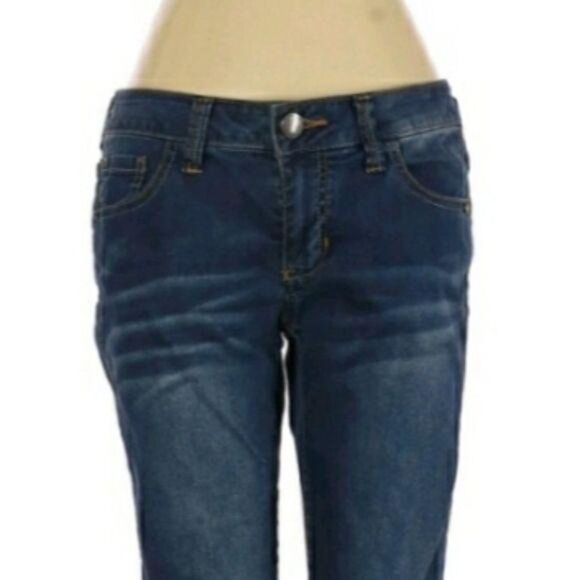Vtg CAbi #764 Low Rise Cropped Skinny Dark Wash Whiskered Jeans Sz 2 - Picture 4 of 11